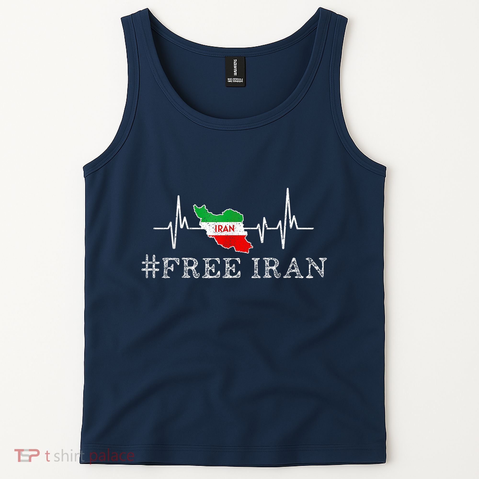 Free Iran Symbol Flag Heartbeat Freedom Love Tank Top