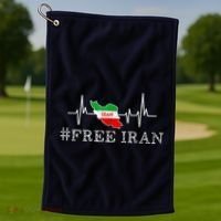 Free Iran Symbol Flag Heartbeat Freedom Love Golf Towel thumb 1
