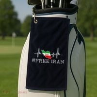Free Iran Symbol Flag Heartbeat Freedom Love Golf Towel thumb 2