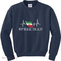 Free Iran Symbol Flag Heartbeat Freedom Love Kids Sweatshirt thumb 0