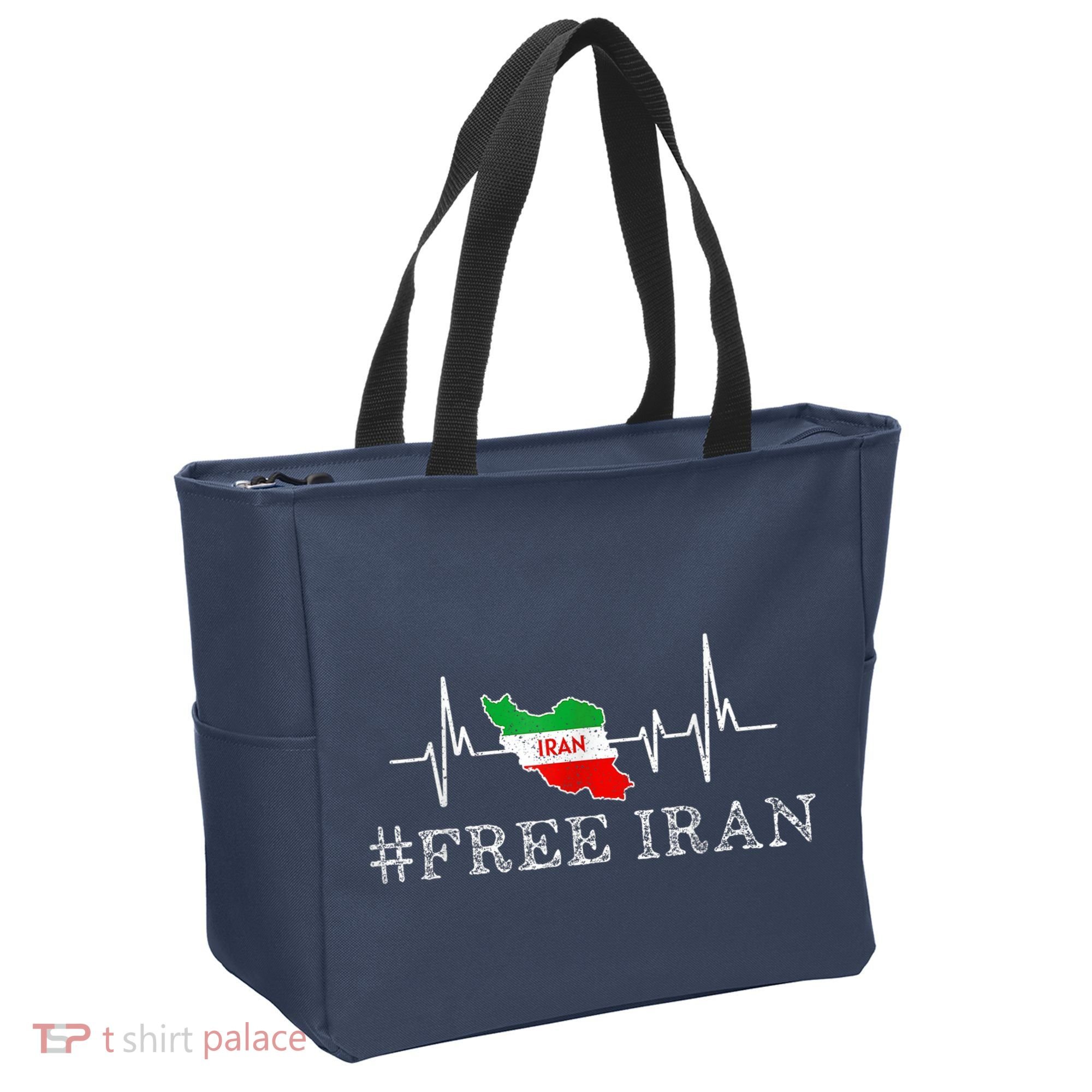Free Iran Symbol Flag Heartbeat Freedom Love Tote Bag