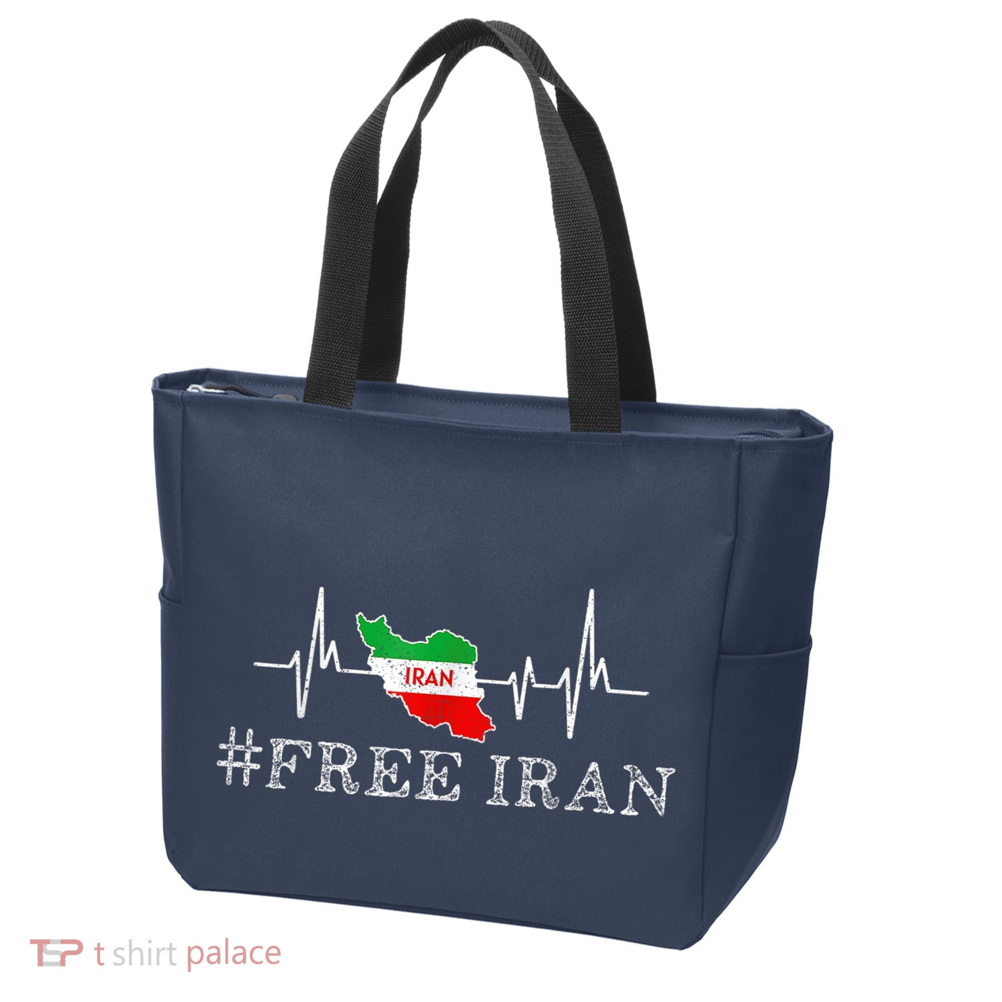 Free Iran Symbol Flag Heartbeat Freedom Love Tote Bag