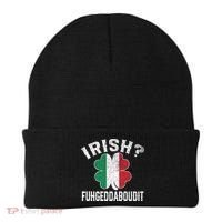 Fuhgeddaboudit Italian St Patrick's Day Italy Flag Shamrock Great Gift Beanie thumb 0