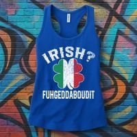 Fuhgeddaboudit Italian St Patrick's Day Italy Flag Shamrock Great Gift Women's Tank Top thumb 3