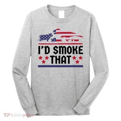 Funny ID Smoke That Bbq Barbeque Patriot Dinosaur Long Sleeve Shirt