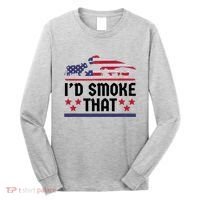 Funny ID Smoke That Bbq Barbeque Patriot Dinosaur Long Sleeve Shirt thumb 0