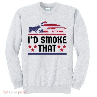 Funny ID Smoke That Bbq Barbeque Patriot Dinosaur Sweatshirt