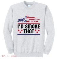 Funny ID Smoke That Bbq Barbeque Patriot Dinosaur Sweatshirt thumb 0