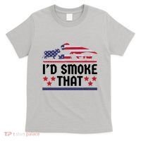 Funny ID Smoke That Bbq Barbeque Patriot Dinosaur T-Shirt thumb 0