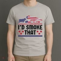 Funny ID Smoke That Bbq Barbeque Patriot Dinosaur T-Shirt thumb 3