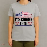 Funny ID Smoke That Bbq Barbeque Patriot Dinosaur T-Shirt thumb 4
