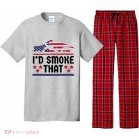 Funny ID Smoke That Bbq Barbeque Patriot Dinosaur Pajama Set thumb 0