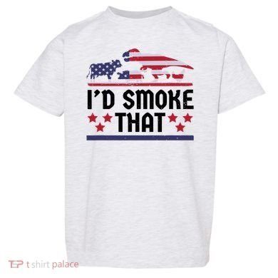 Funny ID Smoke That Bbq Barbeque Patriot Dinosaur Toddler T-Shirt