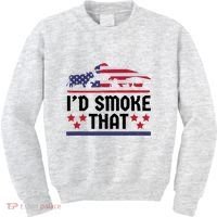 Funny ID Smoke That Bbq Barbeque Patriot Dinosaur Kids Sweatshirt thumb 0