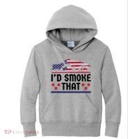 Funny ID Smoke That Bbq Barbeque Patriot Dinosaur Kids Hoodie thumb 0