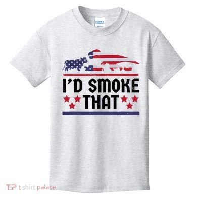 Funny ID Smoke That Bbq Barbeque Patriot Dinosaur Kids T-Shirt