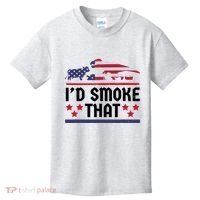 Funny ID Smoke That Bbq Barbeque Patriot Dinosaur Kids T-Shirt thumb 0