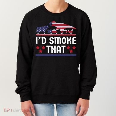 Funny ID Smoke That Bbq Barbeque Patriot Dinosaur Women's Sweatshirt