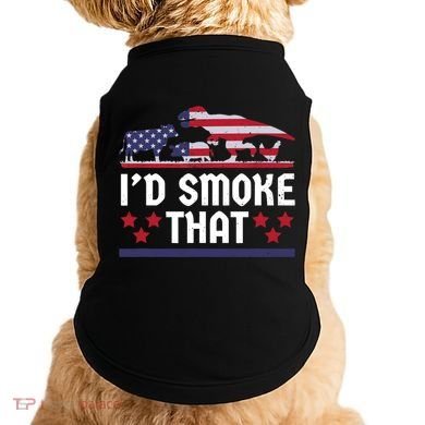 Funny ID Smoke That Bbq Barbeque Patriot Dinosaur Doggie Tank