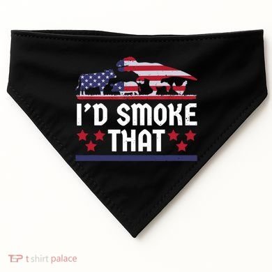 Funny ID Smoke That Bbq Barbeque Patriot Dinosaur USA-Made Doggie Bandana