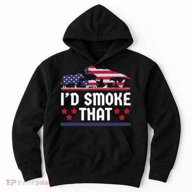 Funny ID Smoke That Bbq Barbeque Patriot Dinosaur Hoodie