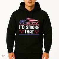 Funny ID Smoke That Bbq Barbeque Patriot Dinosaur Hoodie thumb 2
