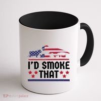 Funny ID Smoke That Bbq Barbeque Patriot Dinosaur Coffee Mug thumb 1