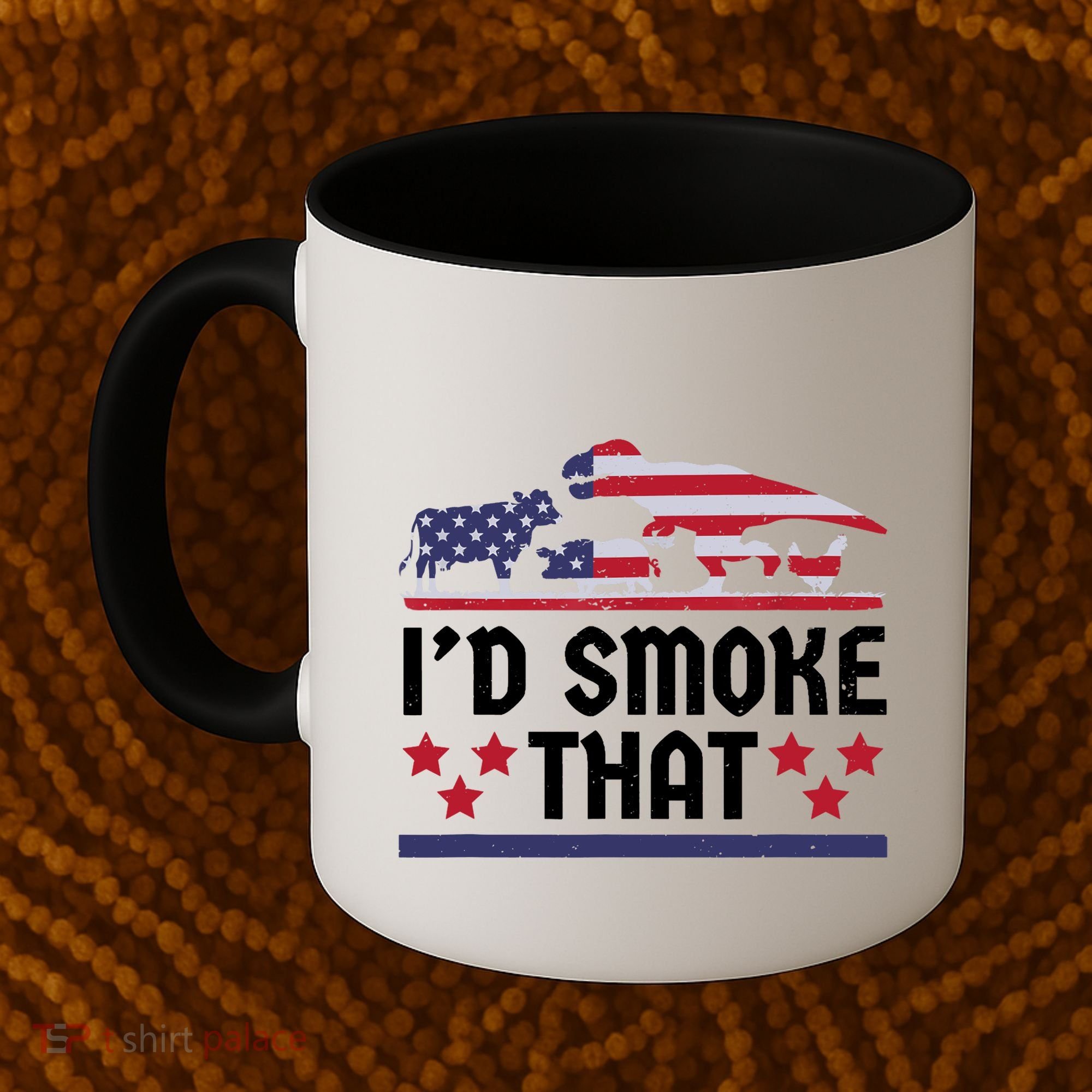 Funny ID Smoke That Bbq Barbeque Patriot Dinosaur Coffee Mug