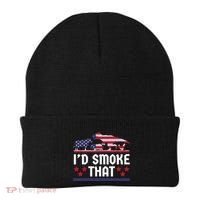 Funny ID Smoke That Bbq Barbeque Patriot Dinosaur Beanie thumb 0