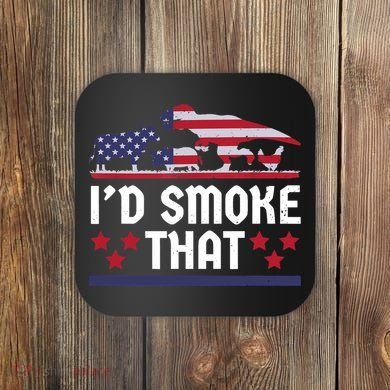 Funny ID Smoke That Bbq Barbeque Patriot Dinosaur Coaster