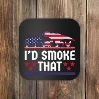 Funny ID Smoke That Bbq Barbeque Patriot Dinosaur Coaster thumb 0