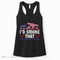 Funny ID Smoke That Bbq Barbeque Patriot Dinosaur Women's Tank Top thumb 0