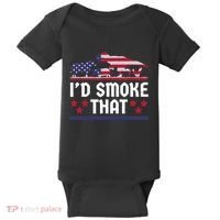 Funny ID Smoke That Bbq Barbeque Patriot Dinosaur Baby Bodysuit thumb 0