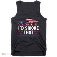 Funny ID Smoke That Bbq Barbeque Patriot Dinosaur Tank Top thumb 0