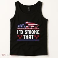 Funny ID Smoke That Bbq Barbeque Patriot Dinosaur Tank Top thumb 2