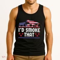 Funny ID Smoke That Bbq Barbeque Patriot Dinosaur Tank Top thumb 3