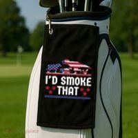 Funny ID Smoke That Bbq Barbeque Patriot Dinosaur Golf Towel thumb 2