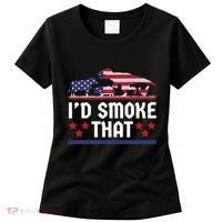 Funny ID Smoke That Bbq Barbeque Patriot Dinosaur Women's T-Shirt thumb 0