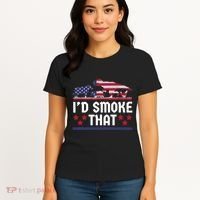 Funny ID Smoke That Bbq Barbeque Patriot Dinosaur Women's T-Shirt thumb 4