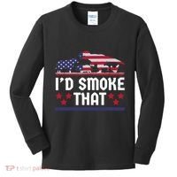 Funny ID Smoke That Bbq Barbeque Patriot Dinosaur Kids Long Sleeve Shirt thumb 0