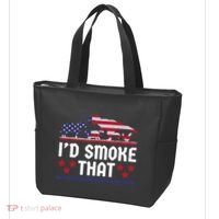 Funny ID Smoke That Bbq Barbeque Patriot Dinosaur Tote Bag thumb 3