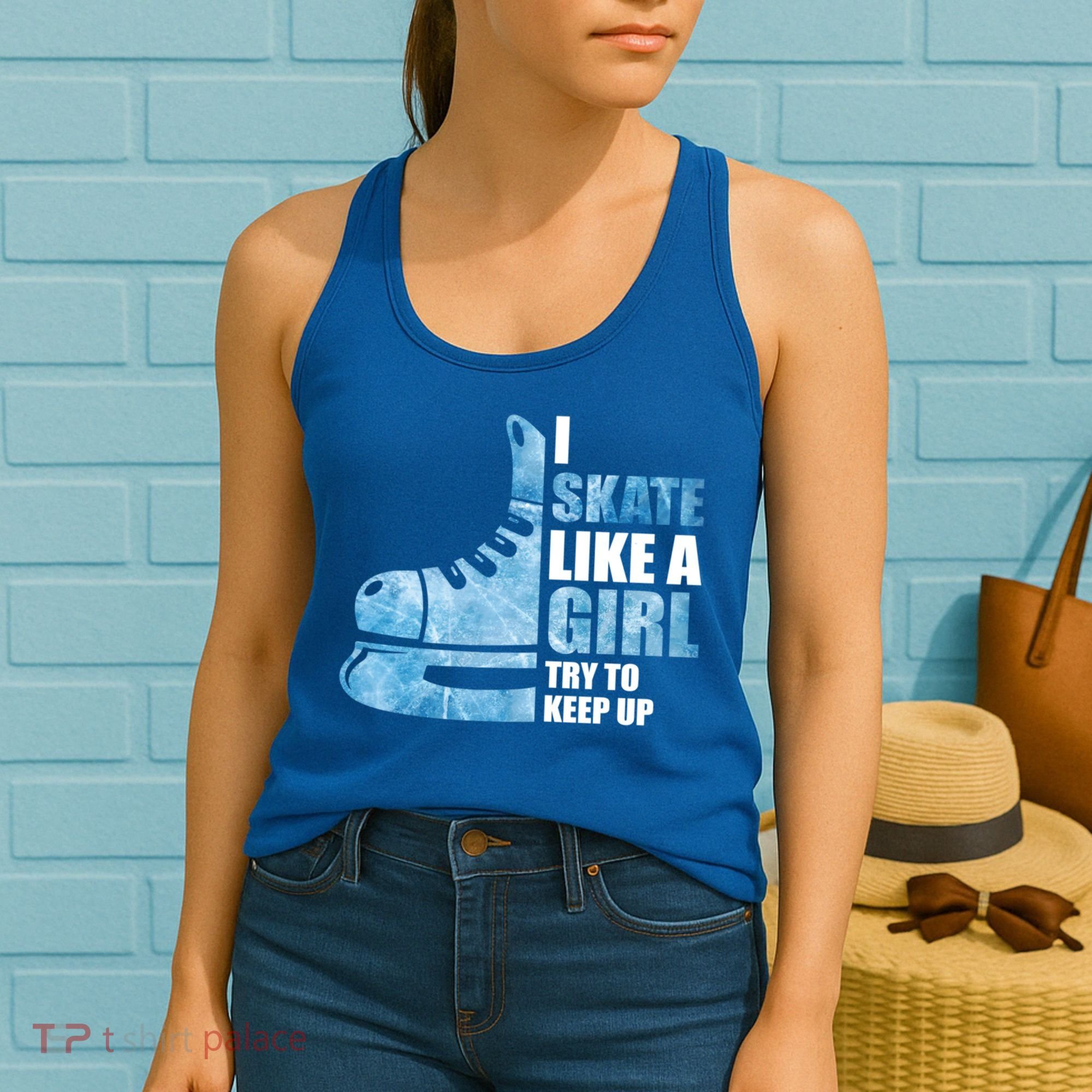 Funny I Skate Like A Girl Hockey Girl Great Gift Women's Tank Top