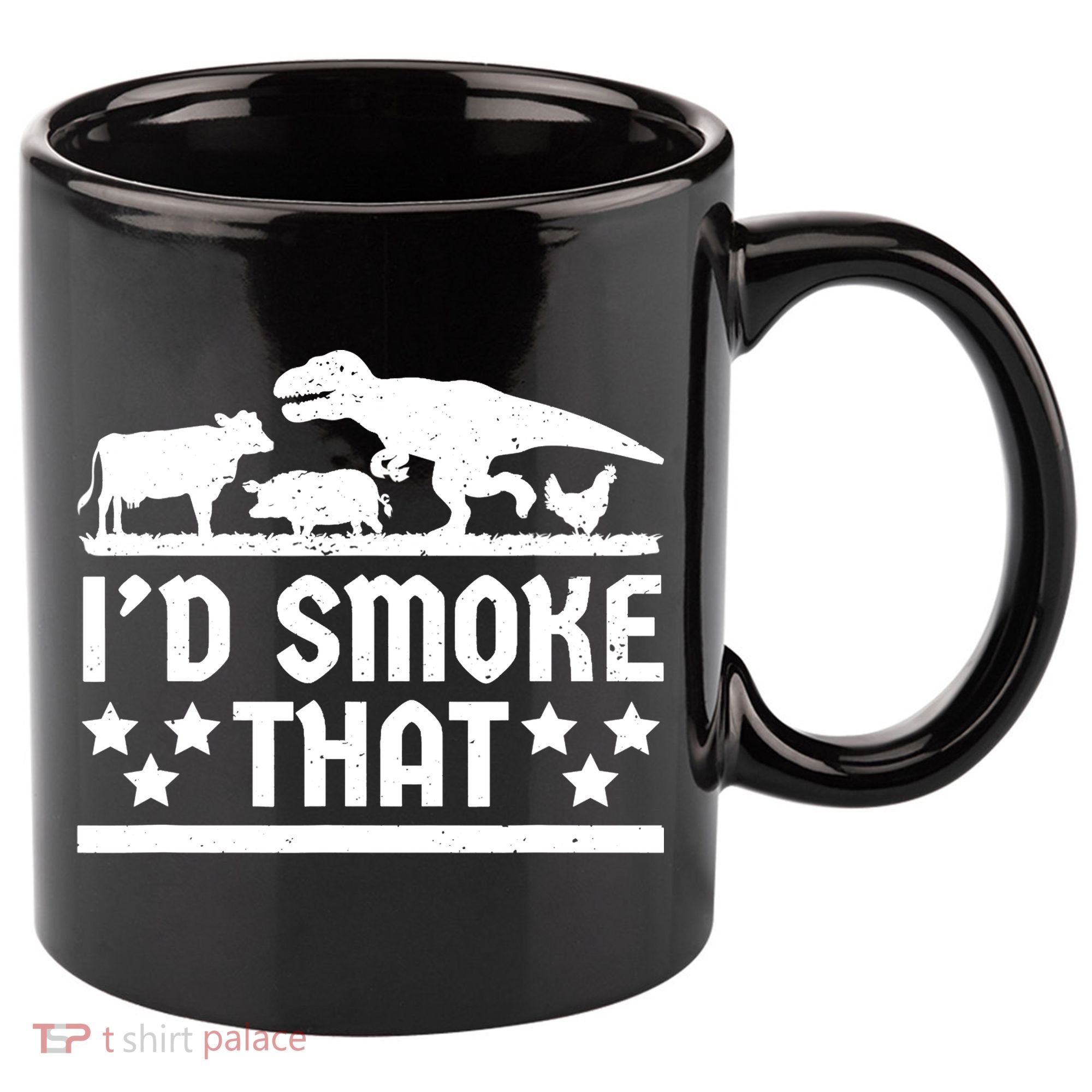Funny Id Smoke That Bbq Barbeque Dinosaur 11oz C Handle Ceramic Mug