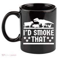 Funny Id Smoke That Bbq Barbeque Dinosaur 11oz C Handle Ceramic Mug thumb 2