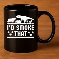 Funny Id Smoke That Bbq Barbeque Dinosaur 11oz C Handle Ceramic Mug thumb 3