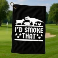 Funny Id Smoke That Bbq Barbeque Dinosaur Golf Towel thumb 1