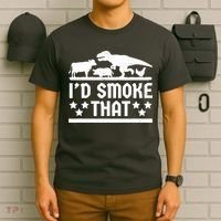 Funny Id Smoke That Bbq Barbeque Dinosaur T-Shirt thumb 6