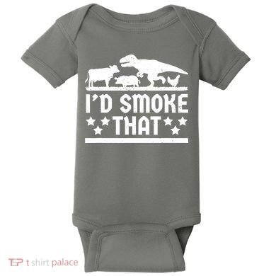 Funny Id Smoke That Bbq Barbeque Dinosaur Baby Bodysuit