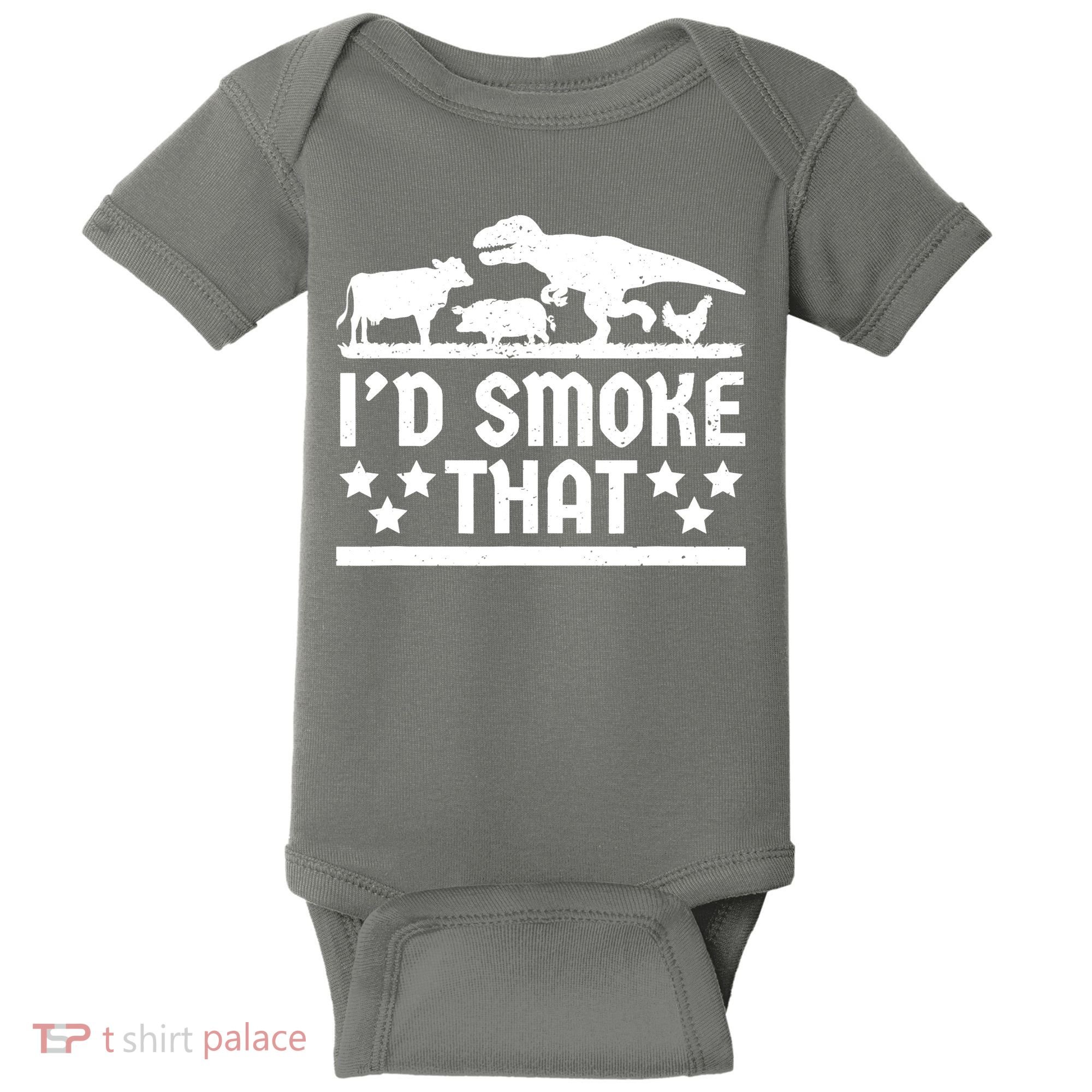 Funny Id Smoke That Bbq Barbeque Dinosaur Baby Bodysuit