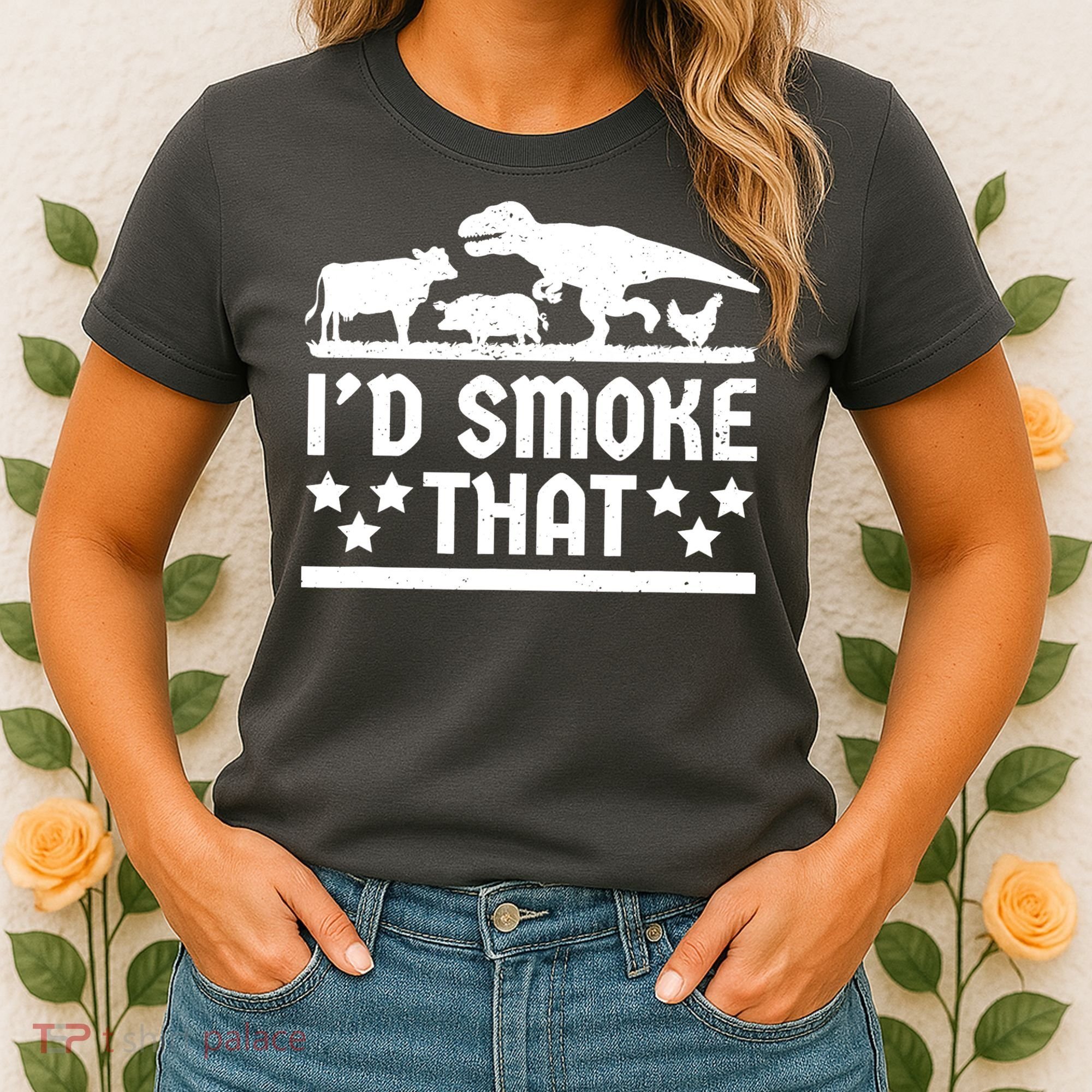 Funny Id Smoke That Bbq Barbeque Dinosaur Women's T-Shirt